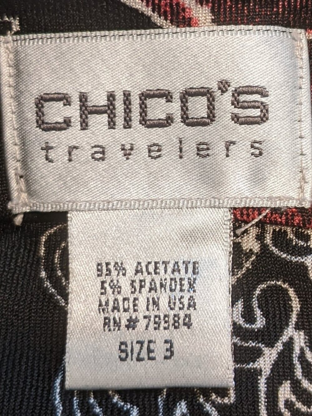Chico's Travelers Cami Tank Top Size 3 Black Floral Stretch - Picture 3 of 5